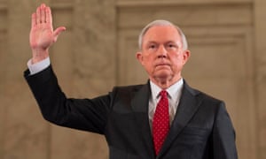 Jeff Sessions is sworn in before the Senate during his confirmation hearing to be attorney general in Washington DC on 10 January 2017.