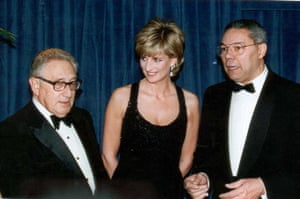 Powell meet Princess Diana with Henry Kissinger during her visit to New York in 1995