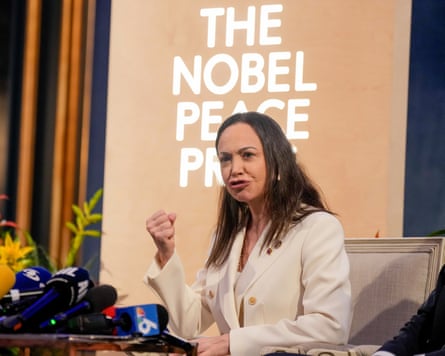 María Corina Machado attends a press conference in Oslo, Norway, in December after receiving the Nobel peace prize