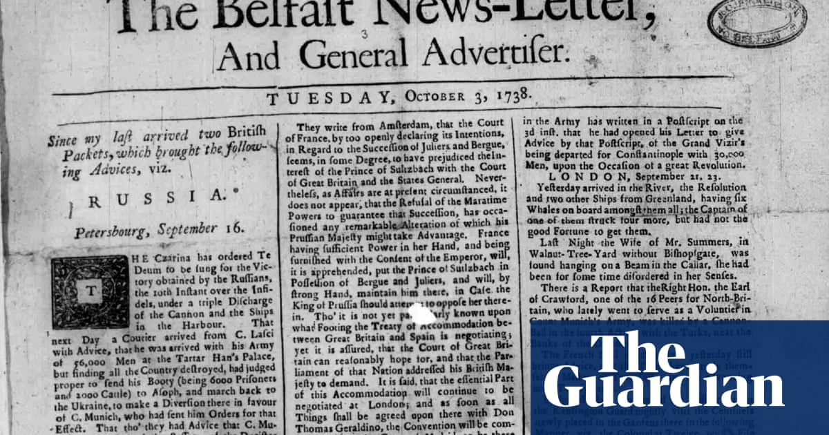 It's thrilling': almost three centuries of the Belfast News Letter go online