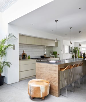 Conservatory conversion: the light-flooded family room, kitchen and dining area.