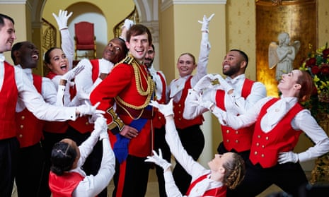 Kieran Hodgson (centre) wrote and stars in Prince Andrew: The Musical.