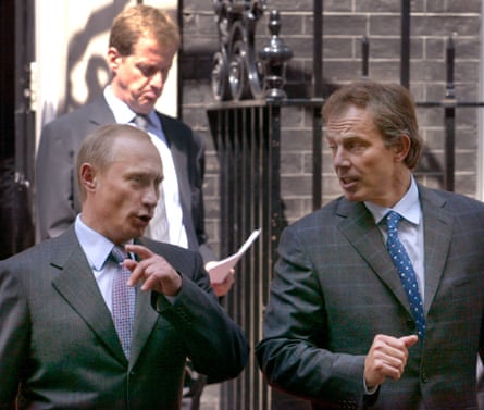 Vladimir Putin and Tony Blair in Downing Street in 2003.