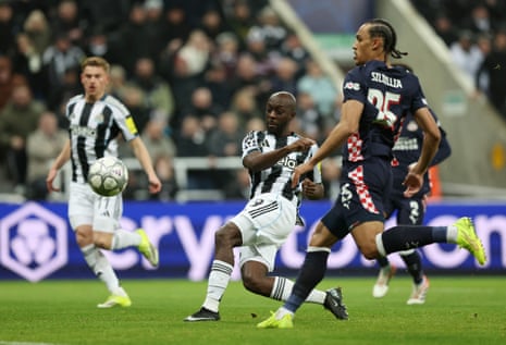 A left foot shot from Newcastle United’s Yoane Wissa opens the scoring against PSV.