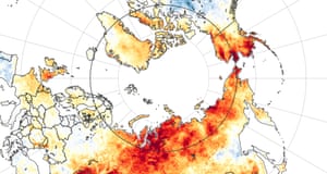 A map showing land surface temperature anomalies from 19 March to 20 June 2020. Reds depict areas that were hotter than average for the same period from 2003-2018; blues were colder than average.