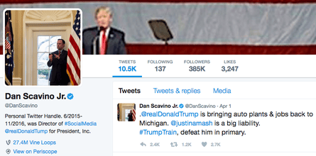 Dan Scavino Jr’s personal Twitter homepage.
