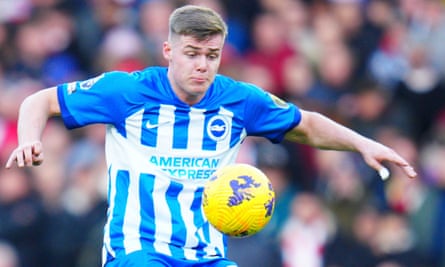 Brighton’s Evan Ferguson in Premier League action on 17 December 2023