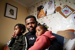 Ernest Boateng with his daughter Mary, and son AJ, now three.