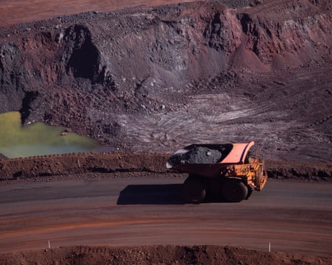 A loaded iron ore truck at BHP’s Mount Whaleback mine in Australia.