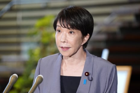 Japan's Prime Minister Sanae Takaichi speaks to reporters after a powerful earthquake hit southwestern Japan, at the Prime Minister office in Tokyo, 28 July 2026.