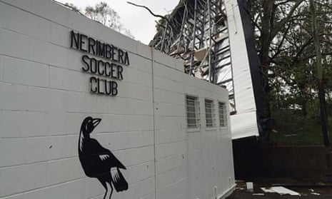 A photo of the damage to Nerimbera Magpies’ clubhouse.