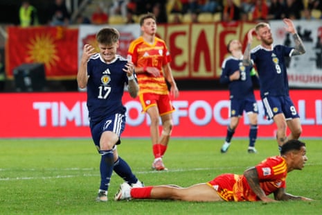 Scotland’s Ben Gannon-Doak (left) reacts after missing a scoring chance.
