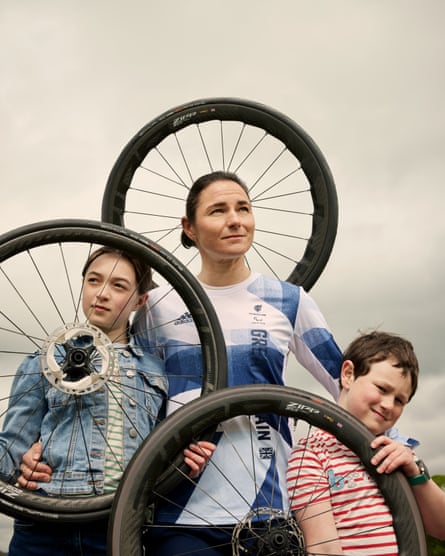 Sarah Storey with Louisa, 10, and Charlie, six.