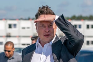 Tesla and SpaceX CEO Elon Musk visits the construction site of the Tesla Giga Factory in Gruenheide near Berlin, Germany.