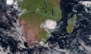 A satellite image of Cyclone Idai tracked over Mozambique on 15 March