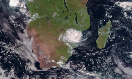A satellite image of Cyclone Idai tracked over Mozambique on 15 March