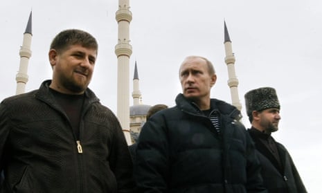 Ramzan Kadyrov and Vladimir Putin in the Chechen capital, Grozny, in 2008. 