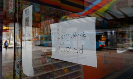 File photo of a closed shop sign in Melbourne