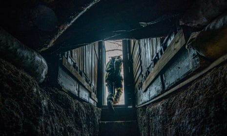 A Ukrainian soldier returns to the frontline after taking a rest in his unit’s underground shelter in Zaporizhzhia region, Ukraine.
