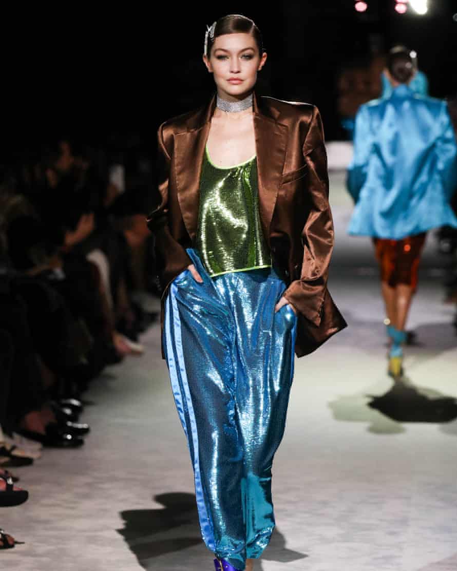 Metallic not-sweatpants at New York fashion week in September.