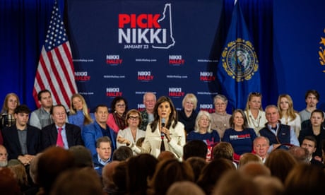Photo by JOSEPH PREZIOSO/AFP via Getty Images. Former UN ambassador and 2024 Republican presidential hopeful Nikki Haley speaks at a campaign town hall event in New Hampshire