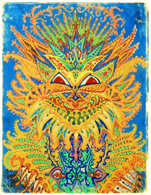 Multicolored cats from space… Kaleidoscope Cats VI by Louis Wain.