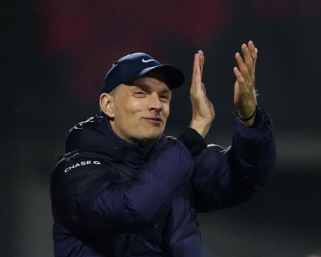 Thomas Tuchel applauds the England fans after the final whistle.