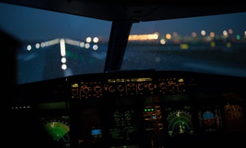 Cockpit of a plane during takeoff