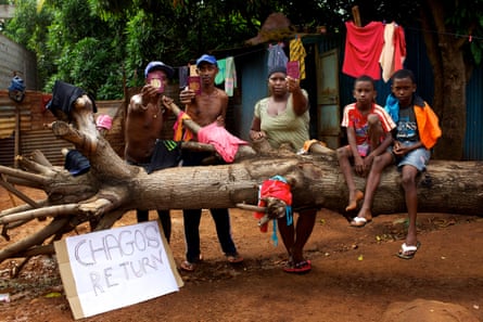 The family of Chagossian refugee Meri Elysee at home in Baie du Tombeau in Mauritius.