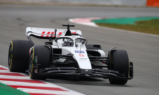 Nikita Mazepin driving his Haas during pre-season testing in Spain