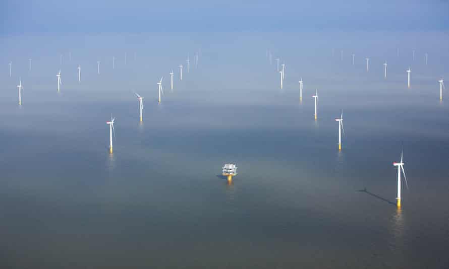 Turbines forming part of the London Array windfarm project in the Thames estuary.