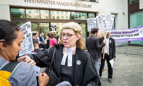 A save Legal Aid Protest held outside Westminster magistrates court.