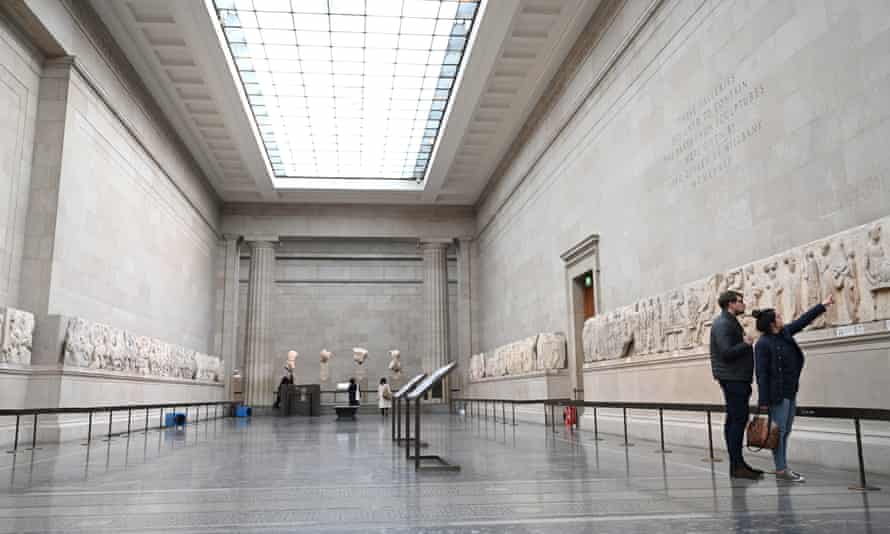 The Parthenon marbles on display at the British Museum in London in March 2020