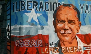 In solitary he would spend all but two hours a week in his cell with no sight of the sky ... a mural dedicated to López Rivera in Puerto Rico