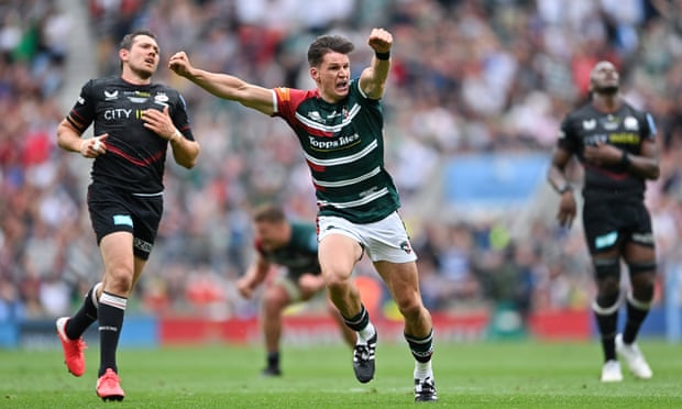Freddie Burns wheels away in celebration at the final whistle