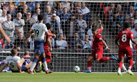 Roberto Firmino scores Liverpool’s second goal.