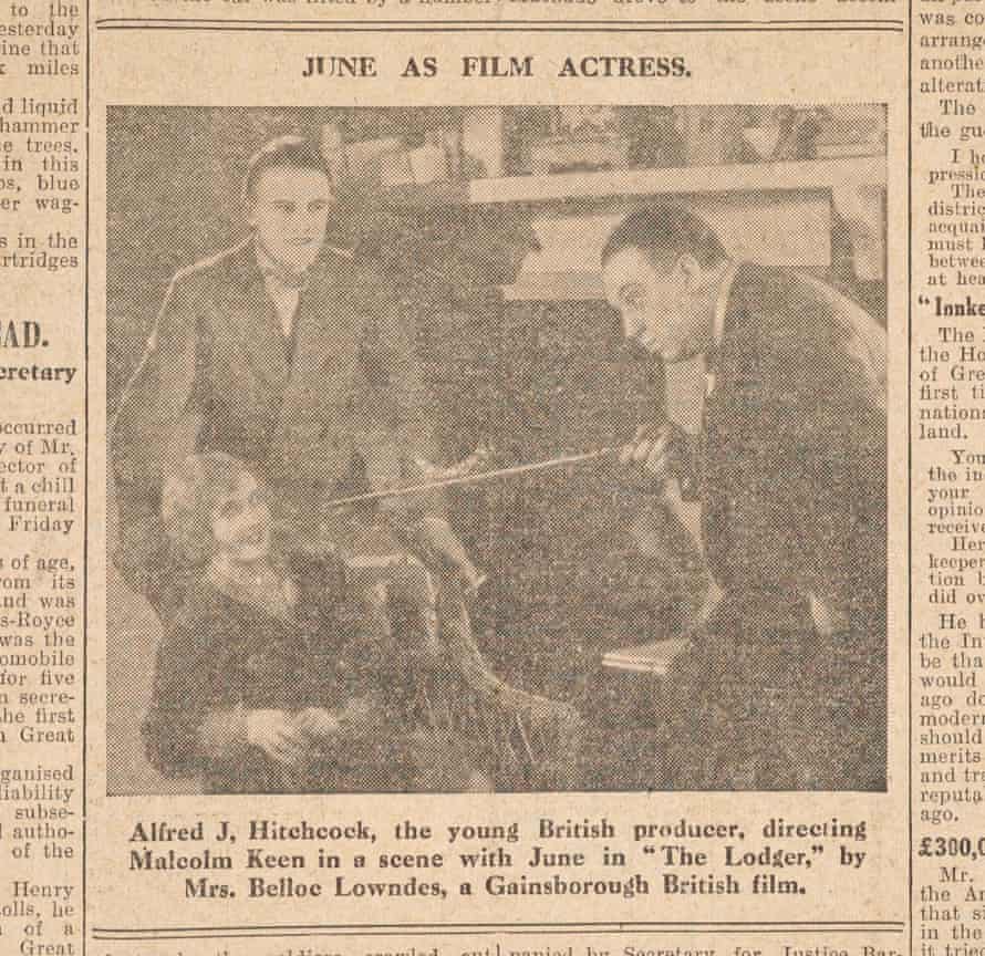 June, Malcolm Keen and Alfred Hitchcock in the Evening News, 1926.