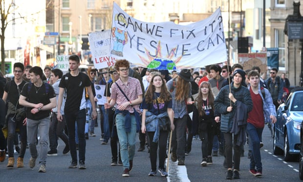School students in Bristol taking part in the national climate change protest on 15 February