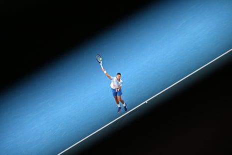 Novak Djokovic hold his serve to love.