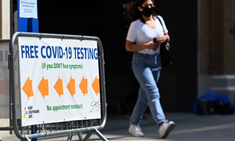 A person outside a Covid test centre in London