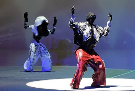 Robots dance at a K-pop concert