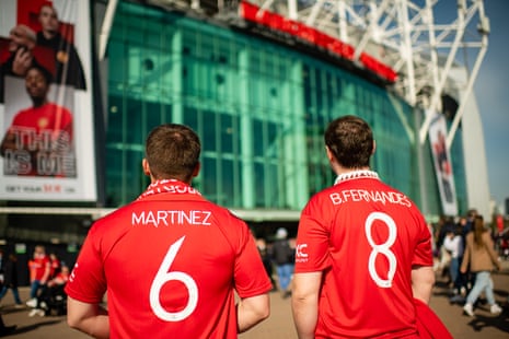 The scene outside Old Trafford ahead of this afternoon’s game between Manchester United and Everton.