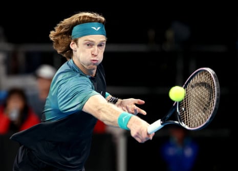 Andrey Rublev hits a backhand