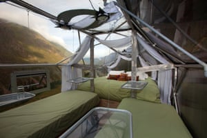 Inside a Skylodge pod.