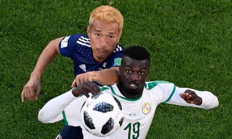 Japan’s Yuto Nagatomo vies with Senegal’s Mbaye Niang during the 2-2 draw in Group H at the Ekaterinburg Arena.