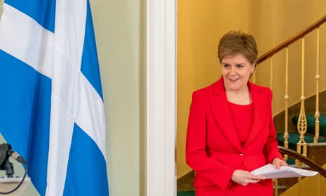 Nicola Sturgeon at a press conference at Bute House where she announced she will stand down as first minister of Scotland, Edinburgh, 15 February 2023.