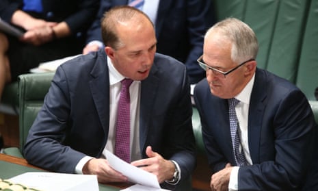 Prime Minister Malcolm Turnbull and immigration minister Peter Dutton in parliament.