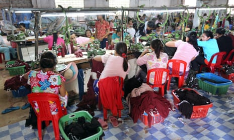 Workers in a textile factory in Thanaut Tee village, in Cambodia’s Takeo province, in 2014.