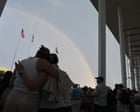 Crowd gathers at Kennedy Center after court denies Trump’s emergency appeal to keep his name on building – live