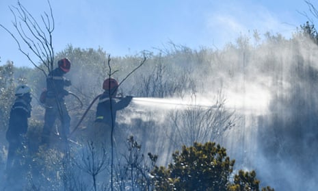 Crews fighting a fire near Bordezac
